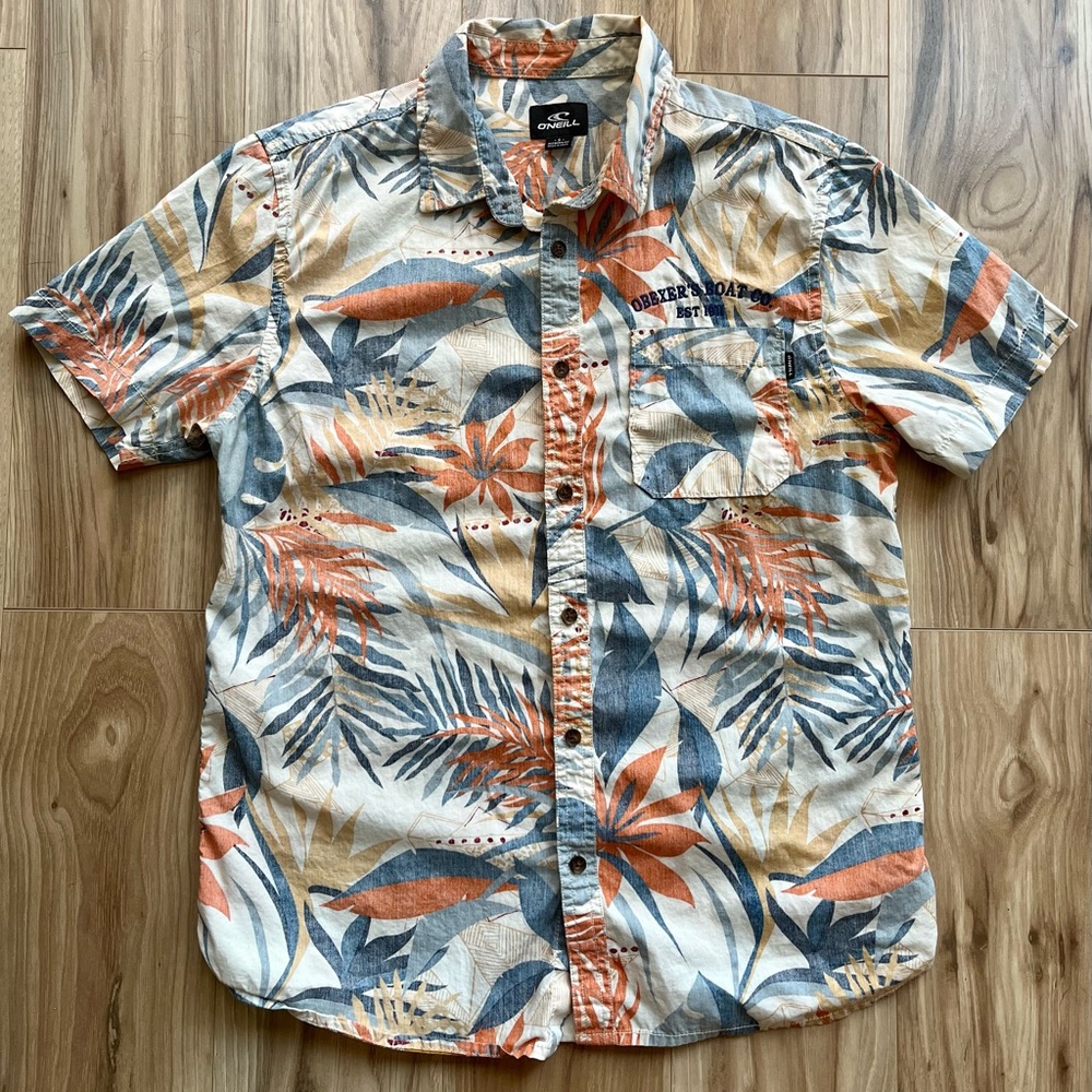 O'Neill Button Up Shirt Men Small Modern Fit Tropical Hawaiian